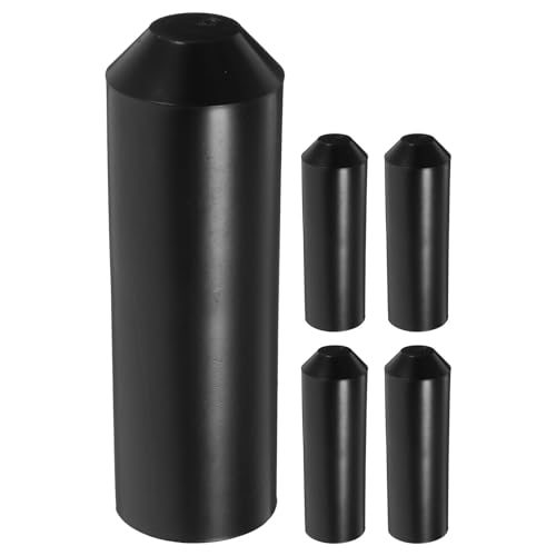 GLEAVI 5 Stück wasserdichte Schrumpf-Endkappe mit Spiralkleber für 1,5 Zoll Seil, Kabel, Draht, Eisenstange, schwarz, elektrische Kabelversiegelung für den Außenbereich von GLEAVI