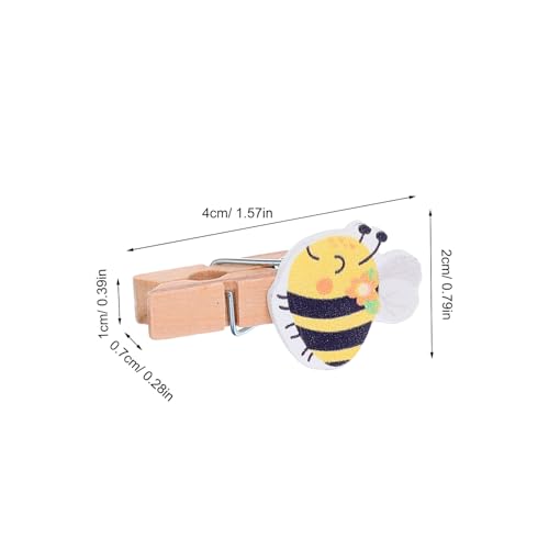 GLEAVI 50 Stück Fotoclips Süße Taschenclips Wäscheklammern Aus Holz Lebensmittelbeutelclips Holzclips Bienenhaarnadeln Entzückende Tier Büroklammern Süße Bienendekorationen Für von GLEAVI