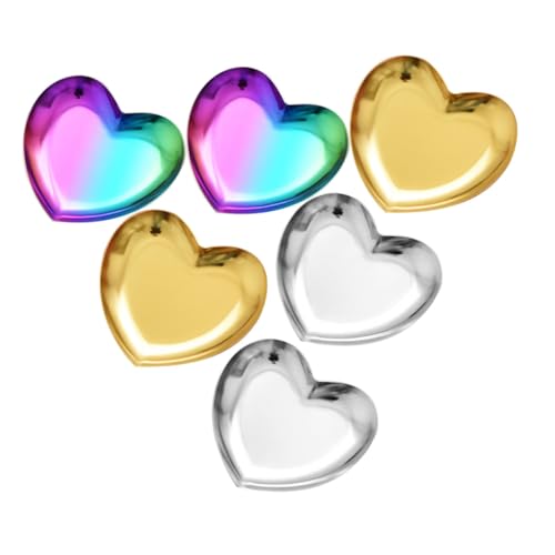 GLEAVI 6 Stück Aufbewahrungsschale für Schmuck Herzförmiges dekoratives Tablett kleines Schmuckkästchen Metall Jewlery Tablett Schmuckstücke Herzringschale Ringhalter Rostfreier Stahl von GLEAVI