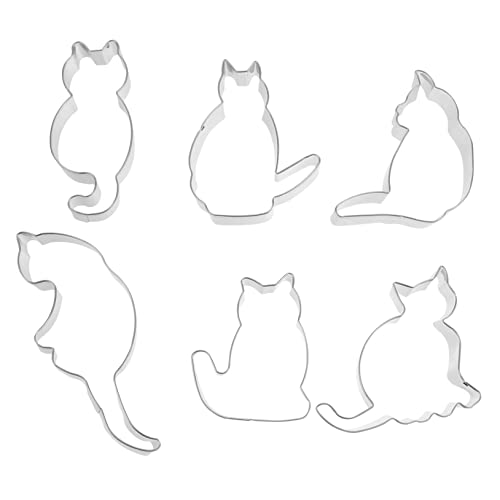 GLEAVI 6 Stück Teiliges Ausstechformen Katzenform für DIY Keks Backform Haustier Wiederverwendbar und Rostfrei für Plätzchen und Desserts von GLEAVI