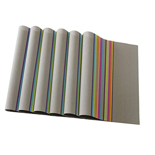 GLEAVI 6 Stück Tischset Place mats Platzset Esszimmer Dekoration rutschfeste Tischmatte Schützende Tischmatte Ort Beleg Hitze für Schutz wärmeisolierende tischmatte Platzdeckchen PVC Grey von GLEAVI