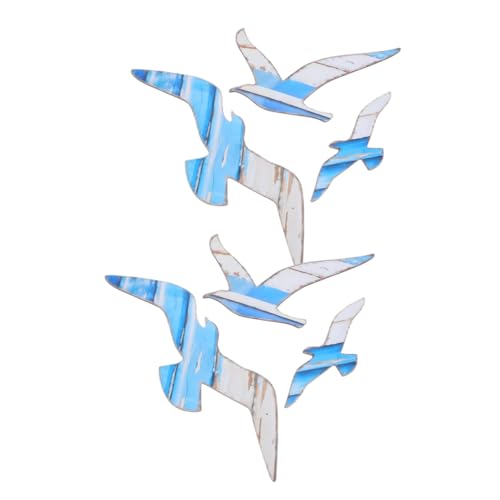GLEAVI 6stücke Möwen Wandbehang Dekor Holz Wandkunst Nautisch Küstenthema Innenraum Wandbild Möwe Schönheit Textur Handwerk Installation Raumverwandlung Positivität Charme von GLEAVI