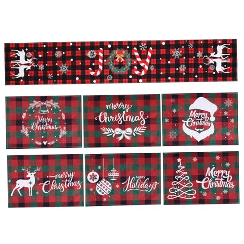 GLEAVI 7 STK. Weihnachtliche Tischsets Set mit Rutschfestem Tischläufer und Platzdeckchen für Festliche Esstische Isolierend und Vielseitig Einsetzbar für Weihnachts Neujahrsdekorationen GLEAVI 7 STK. Weihnachtliche Tischsets Set mit Rutschfestem Tischläufer und Platzdeckchen für Festliche Esstische Isolierend und Vielseitig Einsetzbar für Weihnachts Neujahrsdekorationen von GLEAVI