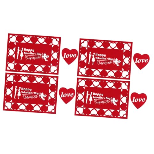 GLEAVI 8-teiliges Set Tischset-untersetzer-Set Wischen Valentinstag Untersetzer Gewebte Rustikal Streifen Silber Kreis Runden Plaid Beige Party Blau Valentinstagsstichmatte Du Vlies Rot von GLEAVI