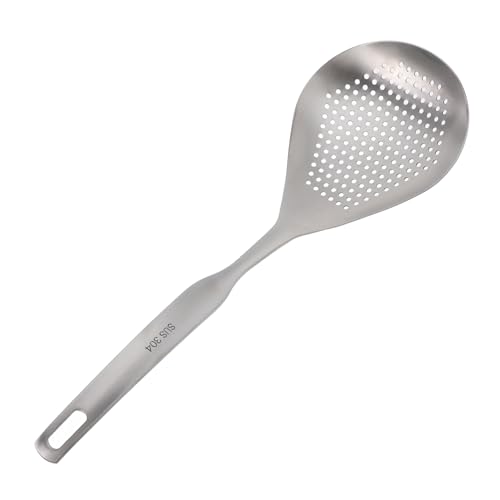 GLEAVI Abtropfsieb Aus Edelstahl Löffel Edelstahlsieb Metallsieb Mit Griff Schlitzlöffel Aus Edelstahl Edelstahlsieb Eierlöffel Silber von GLEAVI