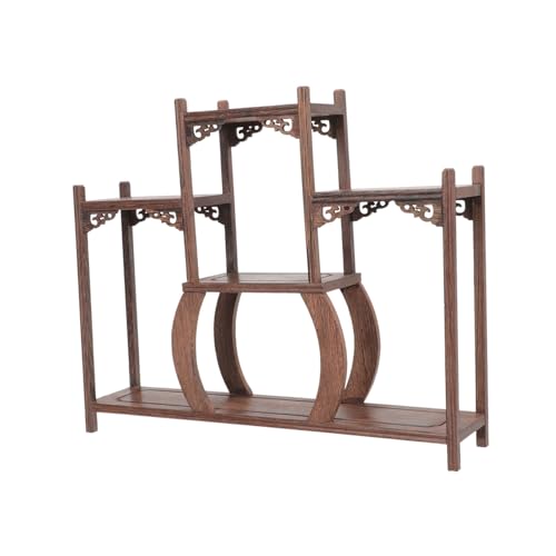 GLEAVI Antikes Holzdisplay Regal aus Hartholz Kuriositätenständer für Teekannen und Wohnkultur Retro Wohnaccessoire Passend für Verschiedene Raumdekorationen von GLEAVI