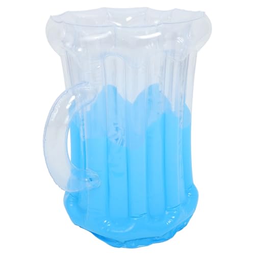 GLEAVI Aufblasbarer Getränkekühler Bierbecher Form Transparenter Blauer PVC für Strandpartys und Pool Dekoration und Leicht Hält Getränke Stundenlang von GLEAVI