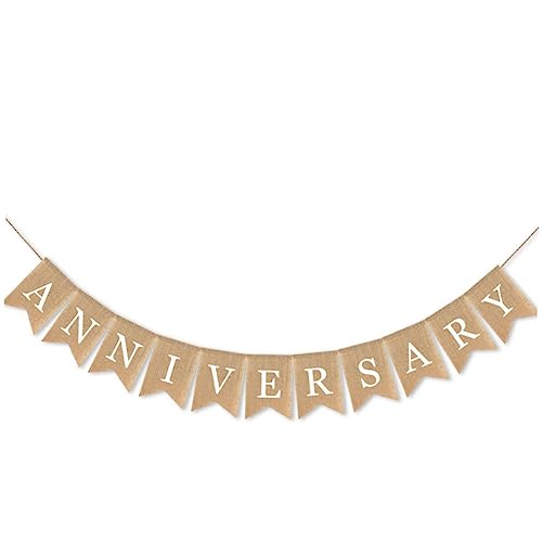 GLEAVI Banner Happy Anniversary Dekoration Vintage Letter Garland für Hochzeiten und Partys Wiederverwendbar Fotohintergrund für Unvergessliche GLEAVI Banner Happy Anniversary Dekoration Vintage Letter Garland für Hochzeiten und Partys Wiederverwendbar Fotohintergrund für Unvergessliche von GLEAVI