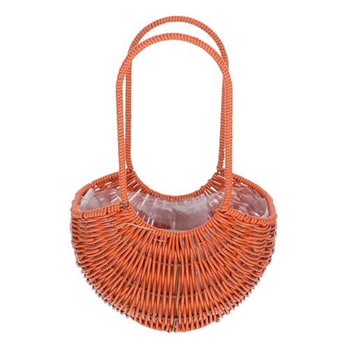 GLEAVI Blumenmädchenkorb Geflochtener Handkorb Für Die Hochzeit – Übertopf Aus Rattan Imitat – Rustikaler Blumentopf Mit Kunststoffeinsatz – Boho Handtaschenaufbewahrung Garten von GLEAVI