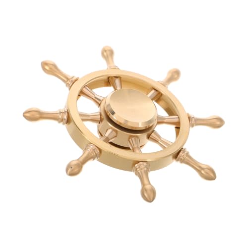GLEAVI Brass Schiffsruder Deko Rotierendes Schreibtisch Ornament Wohnraumdekoration für Büro und Zuhause Nautisches Messing Kunsthandwerk von GLEAVI