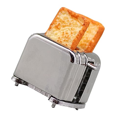 GLEAVI Brotbackautomaten Modell Toaster Für Puppenhaus Kleine Tragbare Miniatur Brotbackmaschine Puppenhaus Mini Toaster Brotbackautomaten Modell Mini Küchenschmuck Silberlegierung von GLEAVI
