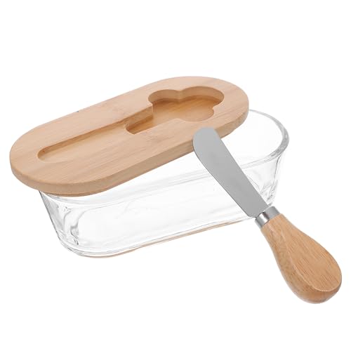 GLEAVI Butterdose mit Deckel für die Arbeitsplatte: Käsebehälter 300 ml – luftdichte Glasplatte – rechteckige Butterbox mit Messer zur Kühlschrankaufbewahrung GLEAVI Butterdose mit Deckel für die Arbeitsplatte: Käsebehälter 300 ml – luftdichte Glasplatte – rechteckige Butterbox mit Messer zur Kühlschrankaufbewahrung von GLEAVI