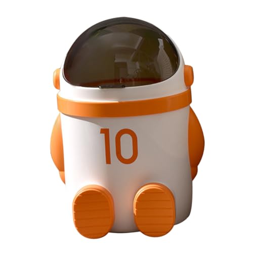 GLEAVI Cartoon Mülleimer mit Deckel Astronautendesign Praktischer Abfalleimer für Badezimmer und Büro Kompakte aus Robustem Farbenfroh von GLEAVI