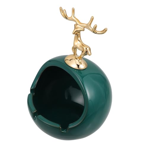 GLEAVI Dekorativer Elch Schlüsselhalter Keramik Desktop Ornament Aufbewahrungsbox für Kleine Gegenstände Stabiles Design Wohnraumdeko Geschenkidee von GLEAVI
