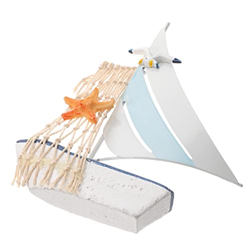 GLEAVI Desktop-segelboot-Ornament Strandthema - Segelbootförmiges Nautisch Boote Stranddekor Dekorationen Zubehör Für Segelboot-mottopartys Schiff Holz von GLEAVI