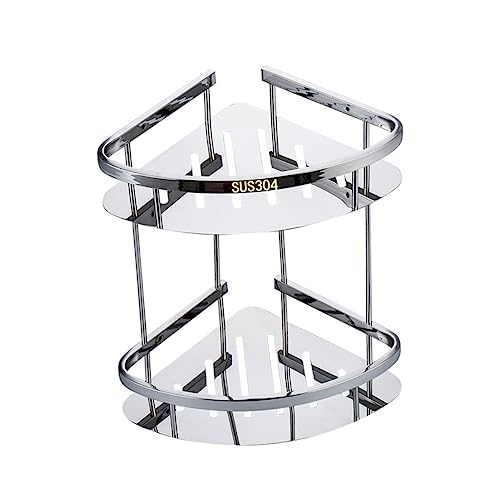 GLEAVI Doppelschichtiges Eckregal aus Robustes Dreieckiges Badezimmer Organizer Regal für Vielseitige Nutzung Bad Küche von GLEAVI