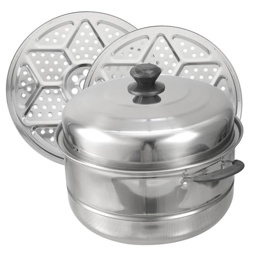 GLEAVI Edelstahl Dampfgarer Doppelwandiger Steamer Topf Vielseitiger Suppentopf und Dampfkochtopf für Herdarten Großer Fassungsvermögen Gesundes Material für Gleichzeitiges Kochen und GLEAVI Edelstahl Dampfgarer Doppelwandiger Steamer Topf Vielseitiger Suppentopf und Dampfkochtopf für Herdarten Großer Fassungsvermögen Gesundes Material für Gleichzeitiges Kochen und von GLEAVI