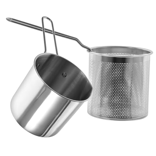 GLEAVI Edelstahl Frittierpfanne mit Korb Deep Fryer Topf Schnelles Erhitzen Vielseitig für Frühstück Babybrei und Milchzubereitung Geeignet von GLEAVI