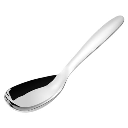 GLEAVI Edelstahl Suppenlöffel Servierlöffel Tiefes Design Kratzfest Spülmaschinengeeignet Große Küchenutensilien für Buffet Suppe und Reis Sicher für Erwachsene von GLEAVI
