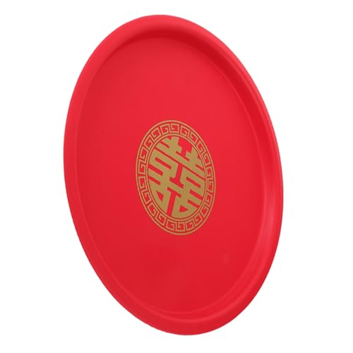 GLEAVI Festliches Rundes Serviertablett aus Traditionelle Chinesische Hochzeit Snackplatte Dekoratives Tee Tablett für Süßigkeiten und Trockenfrüchte Praktische Wiederverwendbare von GLEAVI