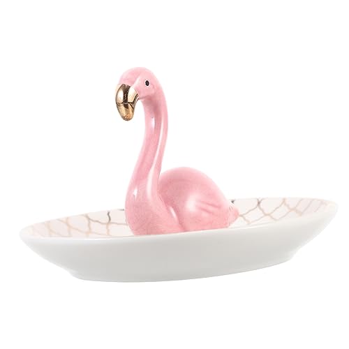 GLEAVI Flamingo Schmucktablett aus Keramik Dekoratives Schmuckdisplay mit Einzigartigem Flamingo Design Multifunktionales Schmuck Organizer Tablett für Wohnkultur Geschenkidee für von GLEAVI
