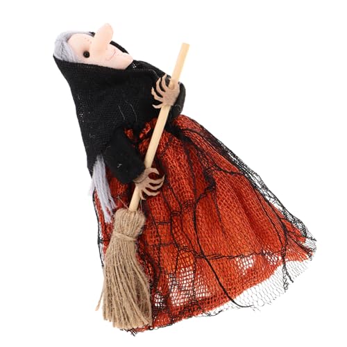 GLEAVI Halloween Hexenbaumspitze mit Besenstiel Detailreiche Stofffigur Langlebige und Robuste Halloween-deko für Innen und Außen Vielseitig Platzierbare Hexenfigur für Wohn Schlafzimmer von GLEAVI