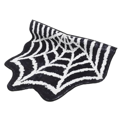 GLEAVI Halloween Spiderweb Badematte Weiche Saugfähige Spinnennetz Fußmatte mit Rutschfester Unterseite Dekorativer Halloween Teppich für Bad Küche Flur und Eingangsbereich von GLEAVI