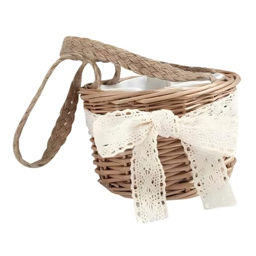 GLEAVI Handgewebter Rattan Korb mit Zugband Verschluss Dekorativer Aufbewahrungskorb für Hochzeit Blumenmädchen Garten und Party Robuster Tragbarer Einkaufskorb im Landhausstil GLEAVI Handgewebter Rattan Korb mit Zugband Verschluss Dekorativer Aufbewahrungskorb für Hochzeit Blumenmädchen Garten und Party Robuster Tragbarer Einkaufskorb im Landhausstil von GLEAVI