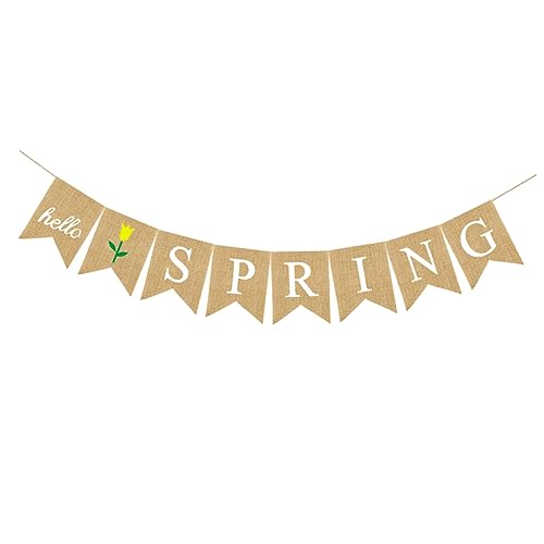 GLEAVI Hello Spring Wimpelkette aus Leinen Burlap mit Bunten Buchstaben Frühlingshafte Dekorative Jutefahnen im Swallowtail Design Vielseitige Party Deko für Innen und Außen GLEAVI Hello Spring Wimpelkette aus Leinen Burlap mit Bunten Buchstaben Frühlingshafte Dekorative Jutefahnen im Swallowtail Design Vielseitige Party Deko für Innen und Außen von GLEAVI