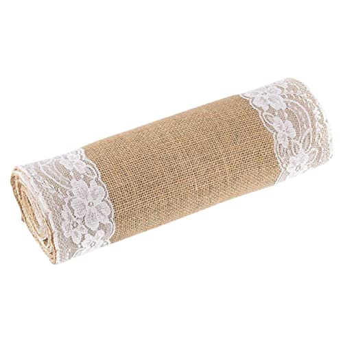 GLEAVI Hochzeitsdeko Tischläufer aus Jute mit Spitze Rustikale Tischdecke für Besondere Anlässe für Feierlichkeiten Partys und Hochzeiten für Rechteckige und Runde von GLEAVI