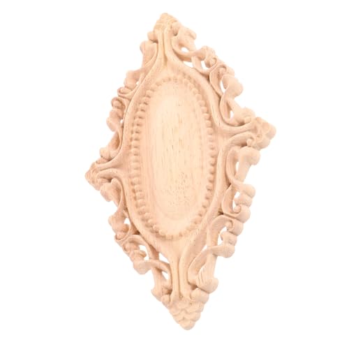 GLEAVI Holz Applikation Oval Unbemalt Möbelverzierung Dekorative Schnitzerei für Tür und Möbel Einzigartige Holzornamente für DIY Dekoration von GLEAVI