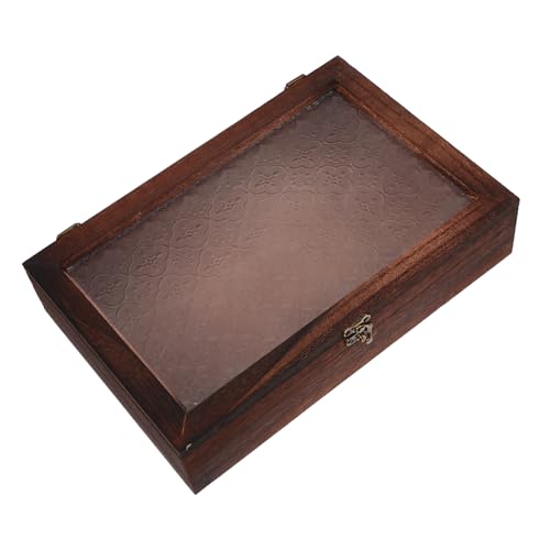 GLEAVI Holzbox Mit Glasdeckel Und Ziermuster Aufbewahrungsbox Für Teeblätter Und Kosmetika Dekorative Vitrine Für Küche Und Wohnzimmer Multifunktional Und Langlebig von GLEAVI