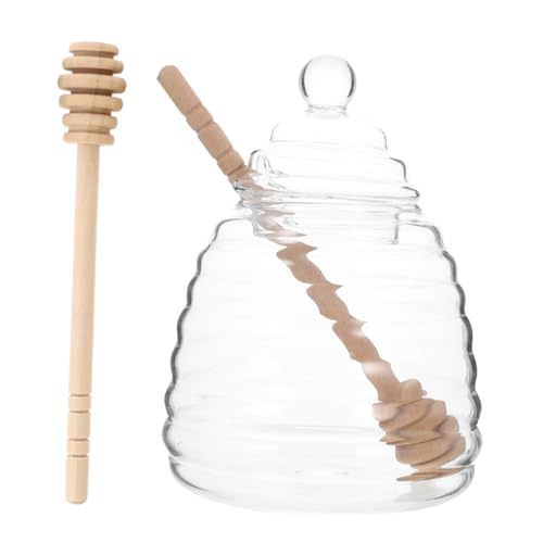 GLEAVI Honigglas mit Deckel und Löffel aus Transparenter Honigbehälter für Küche und Haushalt Langlebig und Praktisch für Honig und Marmelade von GLEAVI
