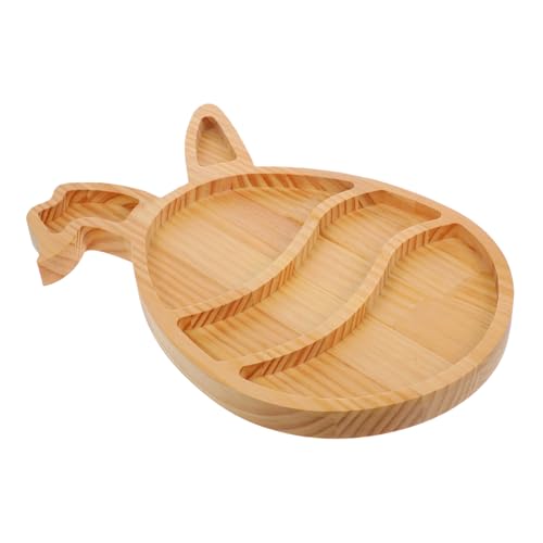 GLEAVI Kaninchen Tablett geformt Teller Urlaub Hase Kaninchen-Serviertabletts Ostern-Süßigkeitsgericht -Snack-Tabletts Ostern Tablett Osterei-Platte Holz Khaki von GLEAVI