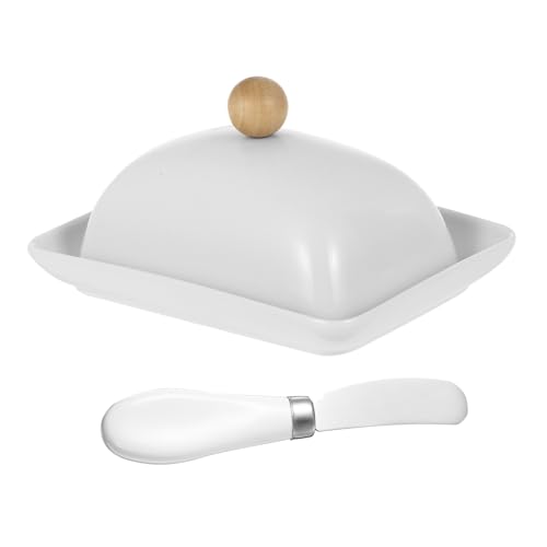 GLEAVI Keramik Butterdose mit Deckel Langlebiger Butterhalter für Küchenarbeitsplatte und Kühlschrank Robuste Butterschale in Weiß Butteraufbewahrung mit Stilvollem Design von GLEAVI