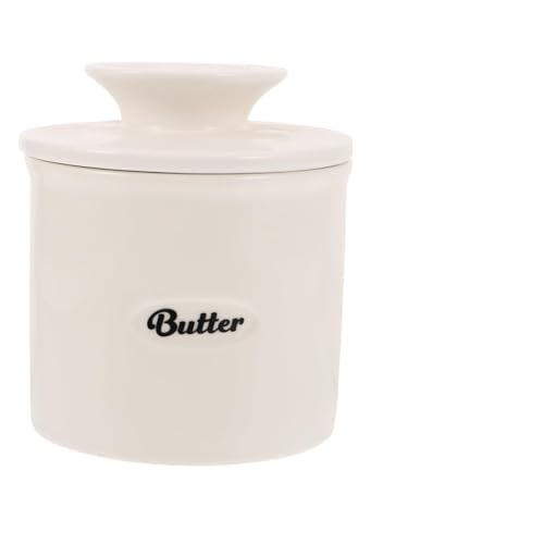 GLEAVI Keramik Butterdose ohne Messer Weiß Luftdichtes Butter und Käse Aufbewahrungsglas Großer Butterbehälter für Küche Sicherer Butter Crock ohne Messer Staubgeschützt und Praktisch von GLEAVI