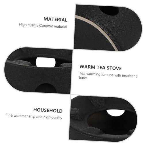 GLEAVI Keramik Teewärmer Stövchen Teekannenwärmer mit Belüftung Wärmebasis für Zuhause Büro Schwarz von GLEAVI
