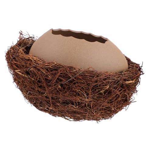 GLEAVI Keramik Vase in Eierschalenform Mit Nest Vogelei-übertopf Aus Keramik Für Schreibtischdekoration Vasen-dekor Für Wohnraum von GLEAVI
