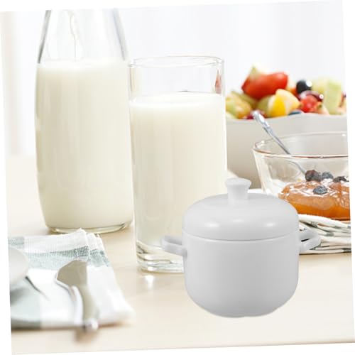 GLEAVI Keramiktopf Weiß Porzellan Dampftopf Mit Deckel Suppentopf Für Kleine Tasse Zum Kochen von GLEAVI