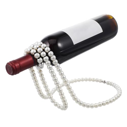 GLEAVI Kreatives Weinregal in Perlenketten Design Hängend Weiß Dekorativ für Weinliebhaber Stilvolle Flaschenorganisation als Geschenk zur Silberhochzeit von GLEAVI