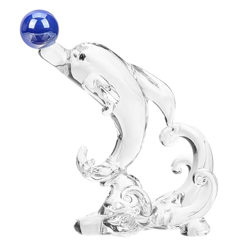 GLEAVI Kristall Delfin Figur Tischdekoration Transparent mit Blauem Kugel Design Ansprechendes Meeres Motiv Platzsparende Miniatur für Wohnzimmer Büro und Restaurant Stilvolles Desktop von GLEAVI