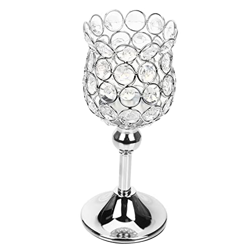 GLEAVI Kristall Kerzenhalter Europäischer Stil Kunstvoller Teelichthalter mit Facettierten Kristallperlen Stabiles Desktop für Hochzeit Romantisches Candlelight Dinner Wohnraumdeko von GLEAVI