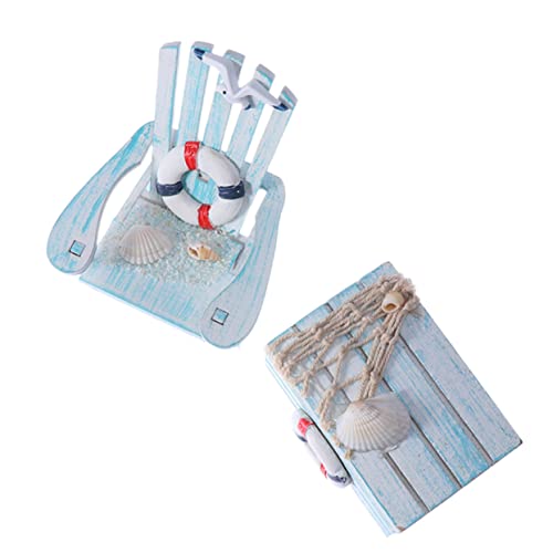 GLEAVI Lifebuoy Chair Ornament nautisch Strandstuhl Gartenstuhl Miniaturen Mini-Strandkorb Einrichtung eines Strandzimmers Stuhl Plus Karton 2St Blue von GLEAVI