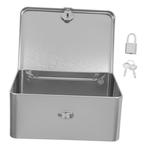 GLEAVI Metall-aufbewahrungsbox mit Schloss Mittlere Tinplate Schatulle mit Klappdeckel Langlebiger Organizer für Schmuck Bürobedarf Süßigkeiten und Kleine Haushaltsgegenstände Vielseitig von GLEAVI
