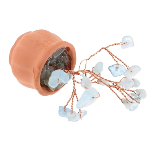 GLEAVI Künstliche Kristallbaum-Dekoration Für Büro Und Zuhause Mini Bonsai Stil Ornament Für Schreibtisch Mit Faszinierenden Lichteffekten Zweige Aquamarinfarbe von GLEAVI