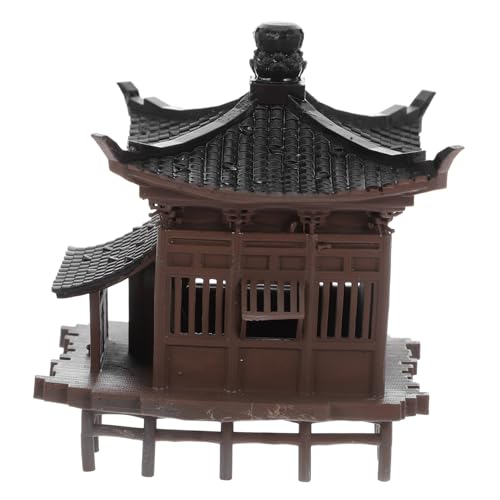 GLEAVI Miniatur Asiatisches Pavillon Aquarium Dekofigur aus Kunststoff Chinesisches Garten Modell für Fischbecken Bonsai und Zen Garten Langlebige Micro Landschaft Dekoration Kompakte von GLEAVI