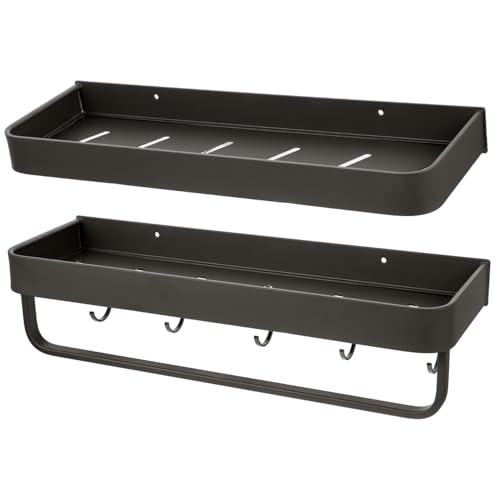 GLEAVI Multifunktionales Wandregal aus Rostfreiem Space Aluminium mit Haken und Stange Teiliges Bad und Küchen Organizer Platzsparend Feuchtigkeitsbeständig für Dusche und GLEAVI Multifunktionales Wandregal aus Rostfreiem Space Aluminium mit Haken und Stange Teiliges Bad und Küchen Organizer Platzsparend Feuchtigkeitsbeständig für Dusche und von GLEAVI