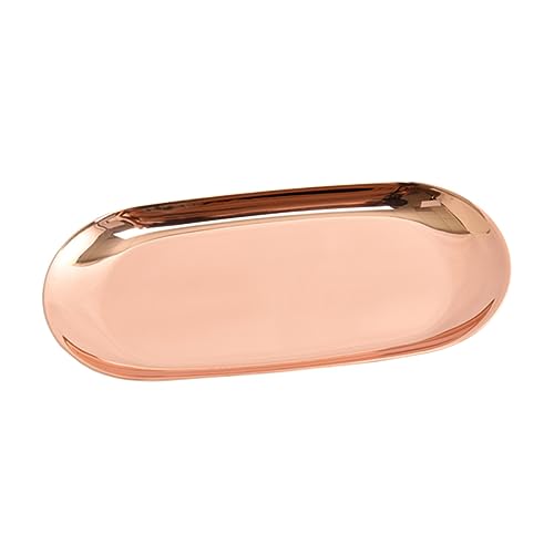 GLEAVI Nordisches Schmuck Tablett aus Lebensmittelechtem Goldfarbenes Serviertablett Eleganter Metall Aufbewahrungsteller für Snacks und Schmuck Großer Spiegel Look Organizer von GLEAVI