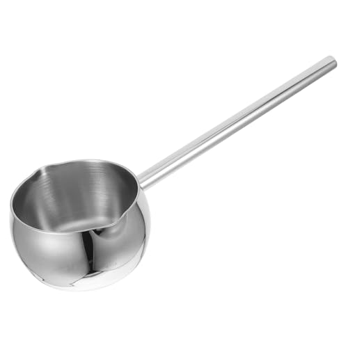 GLEAVI Ölspritzer Heißer Öllöffel Gießtopf Ölbehälter Kleiner Topf Mit Ausgießer Öltopf Öl Ausgießen Kleiner Topf Mini Ölheiztopf Butterschmelztopf Silber Edelstahl von GLEAVI