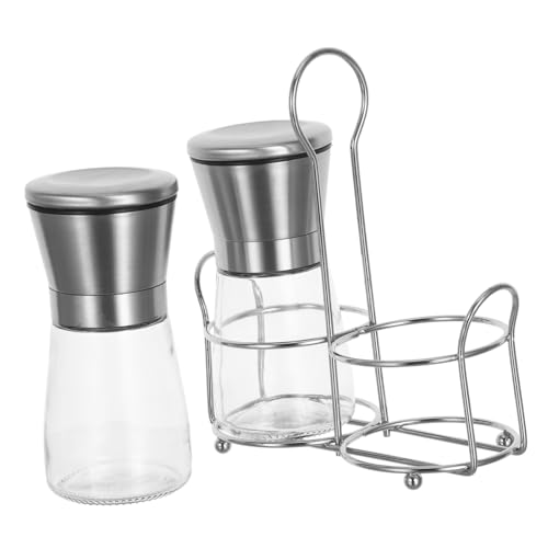 GLEAVI Pfeffermühle Edelstahl Gewürzflasche Mini Pfeffermühle Haushaltsmühle Manuelle Salzmühle Pulvermühle Gewürzzerkleinerer Flasche Gewürzmühle Silberglas von GLEAVI